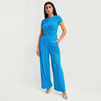 Bold Elements Womens Wide Leg Pleated Pant