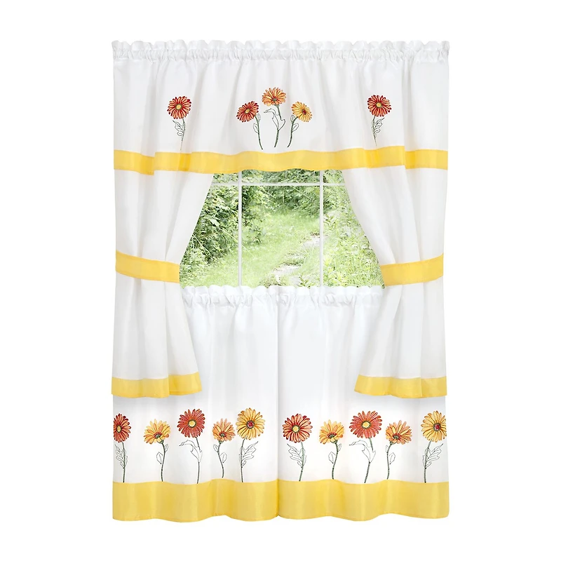 Achim Gerbera 3-pc. Rod Pocket Window Tier