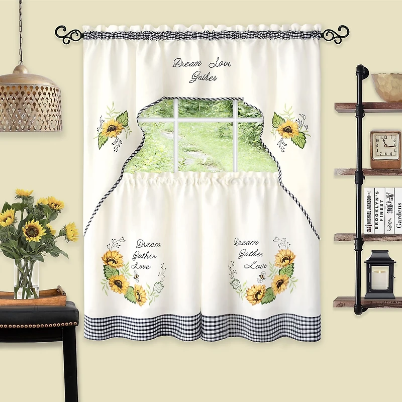 Achim Sunflower 3-pc. Rod Pocket Window Tier