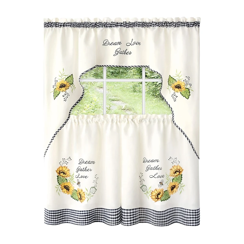 Achim Sunflower 3-pc. Rod Pocket Window Tier