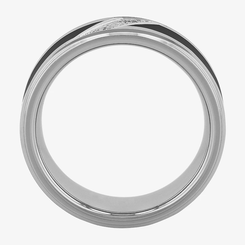 Mens 8MM 1/10 CT. T.W. Natural White Diamond Tungsten Wedding Band