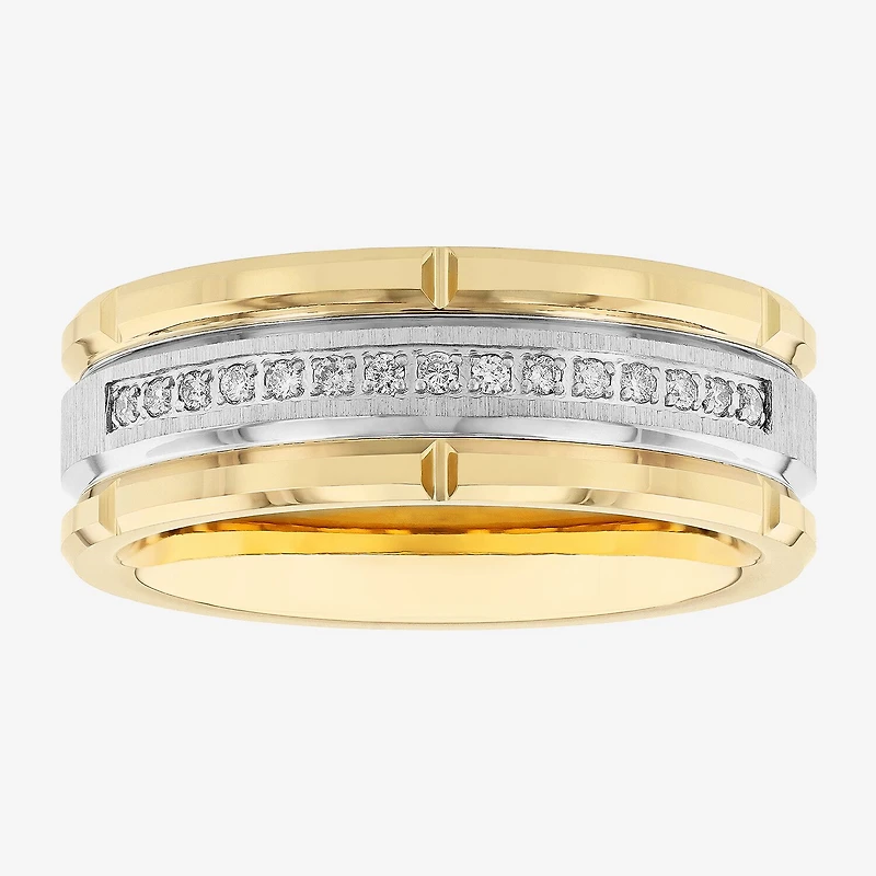 Mens 8MM 1/8 CT. T.W. Natural White Diamond Tungsten Wedding Band