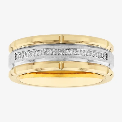 Mens 8MM 1/8 CT. T.W. Natural White Diamond Tungsten Wedding Band