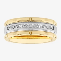 Mens 8MM 1/8 CT. T.W. Natural White Diamond Tungsten Wedding Band