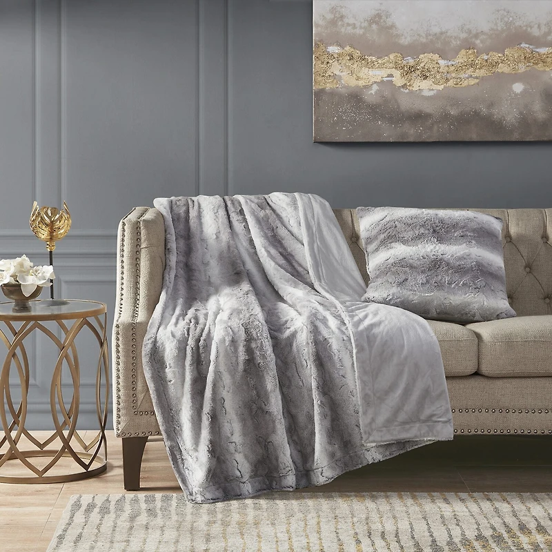 Madison Park Zuri Faux Fur Square Throw Pillow