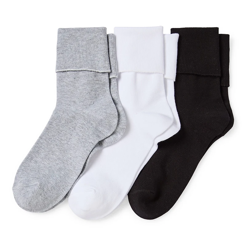 Mixit Everyday Essential Womens 3 Pair Turncuff Socks