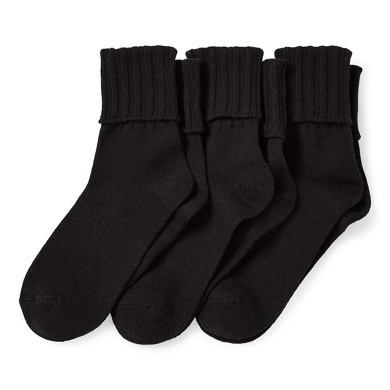 Mixit Essentials Thick Rib Womens 3 Pair Turncuff Socks