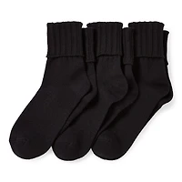 Mixit Essentials Thick Rib Womens 3 Pair Turncuff Socks