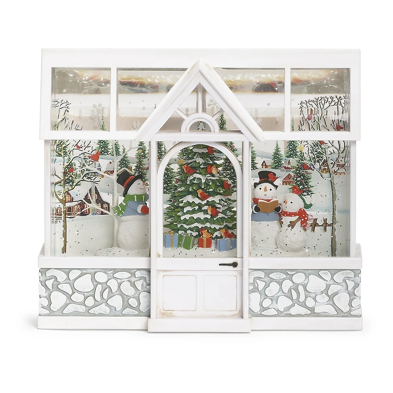 Roman 8in Led Swirl Snowman Choir Christmas Snow Globe