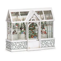 Roman 8in Led Swirl Snowman Choir Christmas Snow Globe