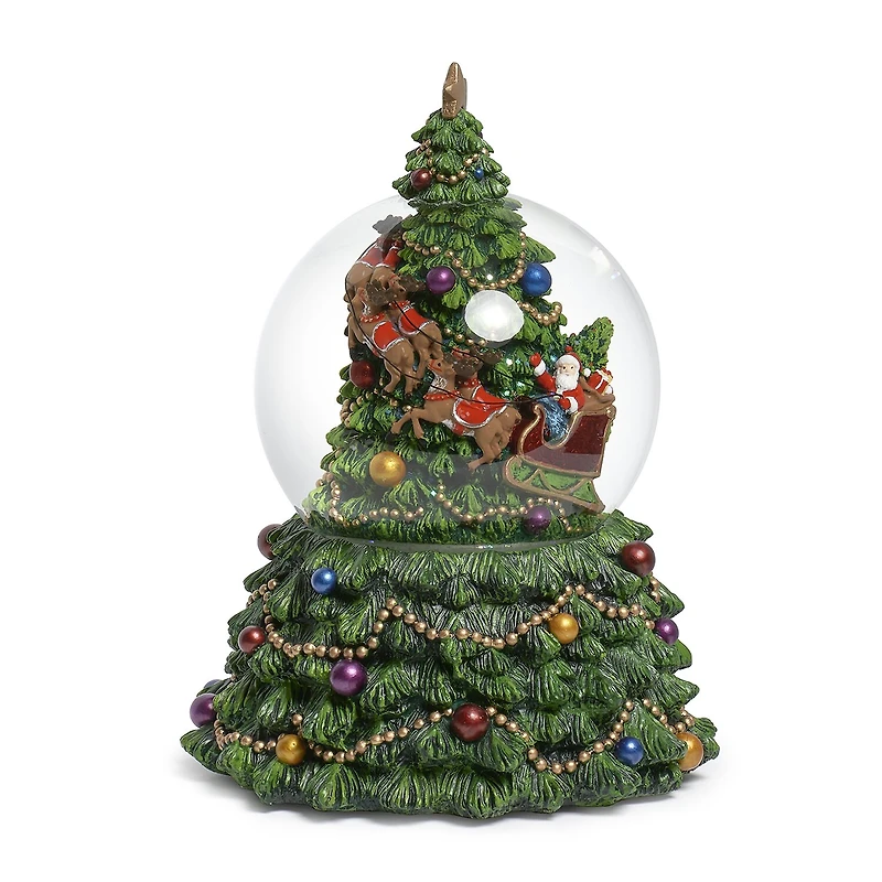 Roman 7.5 In Musical Tree Dome Santa Christmas Snow Globe