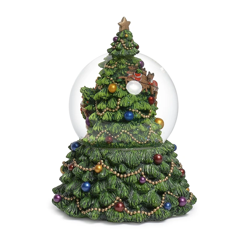 Roman 7.5 In Musical Tree Dome Santa Christmas Snow Globe