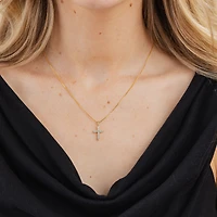 Womens 1/ CT. T.W. Natural White Diamond 14K Gold Cross 18 Inch Pendant Necklace