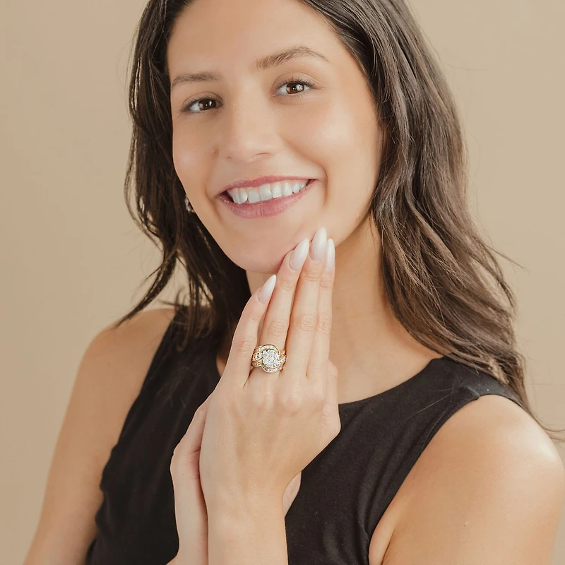 Diamond Blossom Womens 4 CT. T.W. Natural White 14K Gold Cluster Cocktail Ring