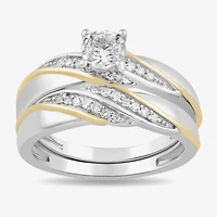 1/2 CT. T.W. Lab Grown White Diamond 14K Gold Over Silver Side Stone Bridal Set - Womens size 7 Ring / Mens size 10.5 Band