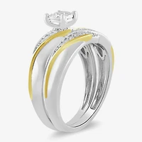 1/2 CT. T.W. Lab Grown White Diamond 14K Gold Over Silver Side Stone Bridal Set - Womens size 7 Ring / Mens size 10.5 Band