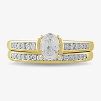 Womens 1 CT. T.W. Lab Grown White Diamond 14K Gold Over Silver Wedding Bridal Set