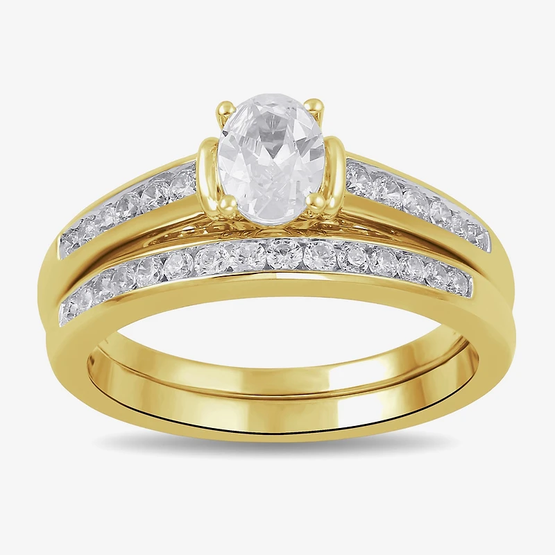 Womens 1 CT. T.W. Lab Grown White Diamond 14K Gold Over Silver Wedding Bridal Set