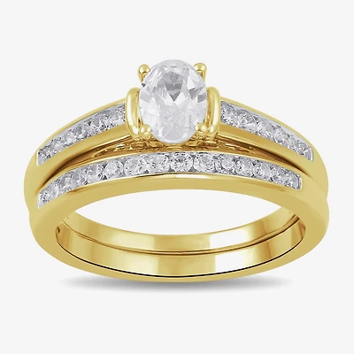 Womens 1 CT. T.W. Lab Grown White Diamond 14K Gold Over Silver Wedding Bridal Set
