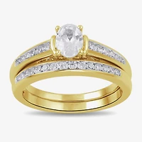 Womens 1 CT. T.W. Lab Grown White Diamond 14K Gold Over Silver Wedding Bridal Set