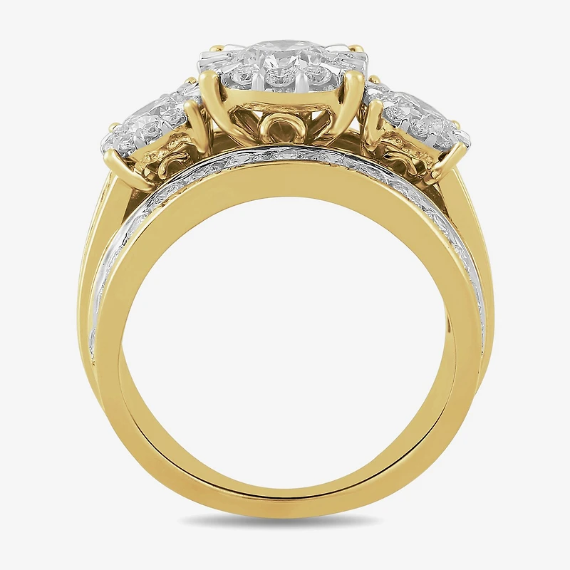 Love Lives Forever (H-I / I1) Womens 3 1/2 CT. T.W Lab Grown White Diamond 10K Gold Side Stone 3-Stone Engagement Ring