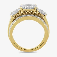 Love Lives Forever (H-I / I1) Womens 3 1/2 CT. T.W Lab Grown White Diamond 10K Gold Side Stone 3-Stone Engagement Ring