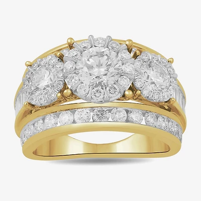 Love Lives Forever (H-I / I1) Womens 3 1/2 CT. T.W Lab Grown White Diamond 10K Gold Side Stone 3-Stone Engagement Ring