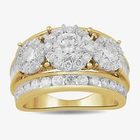Love Lives Forever (H-I / I1) Womens 3 1/2 CT. T.W Lab Grown White Diamond 10K Gold Side Stone 3-Stone Engagement Ring