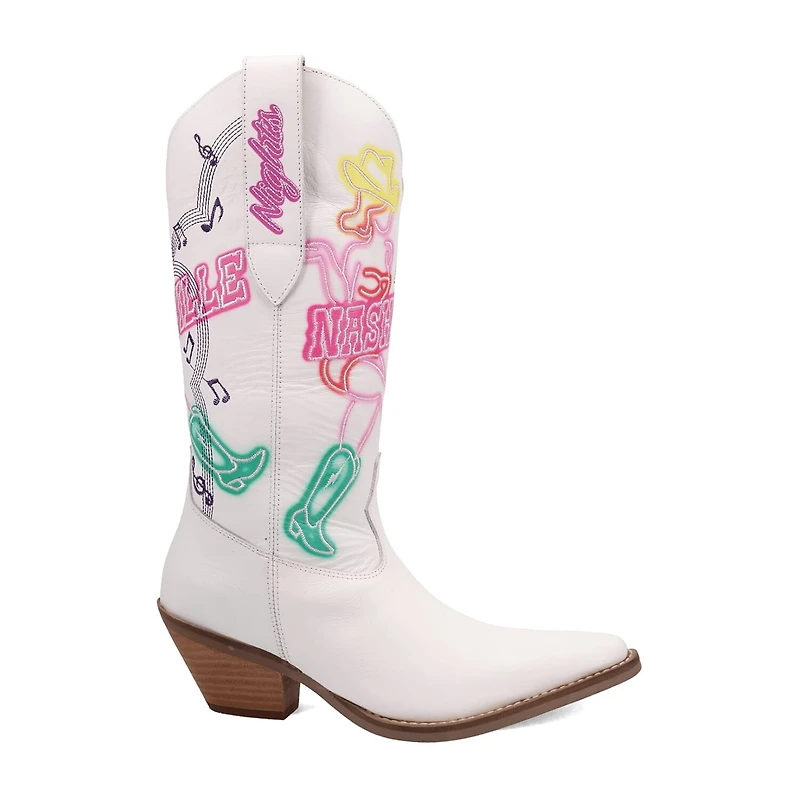 Dingo Womens Nashville Nights Leather Stacked Heel Cowboy Boots