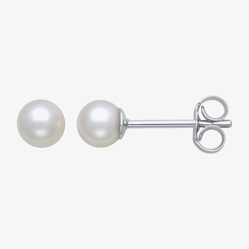 White Cultured Freshwater Pearl Sterling Silver 4mm Ball Stud Earrings