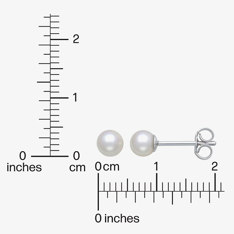 White Cultured Freshwater Pearl Sterling Silver 4mm Ball Stud Earrings