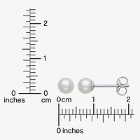 White Cultured Freshwater Pearl Sterling Silver 4mm Ball Stud Earrings