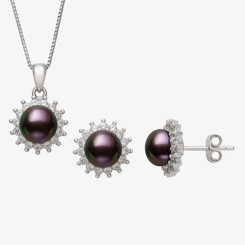Cultured Freshwater Pearl Sterling Silver Sunburst 2-pc. Jewelry Set