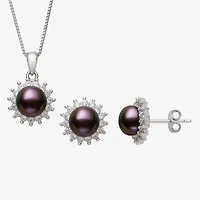 Cultured Freshwater Pearl Sterling Silver Sunburst 2-pc. Jewelry Set