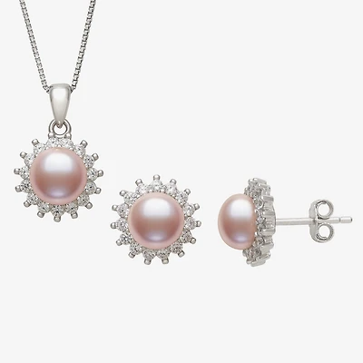 Cultured Freshwater Pearl Sterling Silver Sunburst 2-pc. Jewelry Set