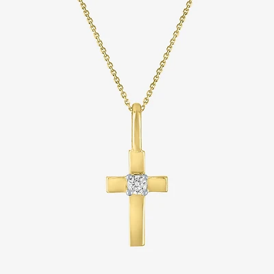 Cross (Gh / Si2 I1) Womens Diamond Accent Lab Grown White Diamond 10K Gold Cross 18 Inch Pendant Necklace