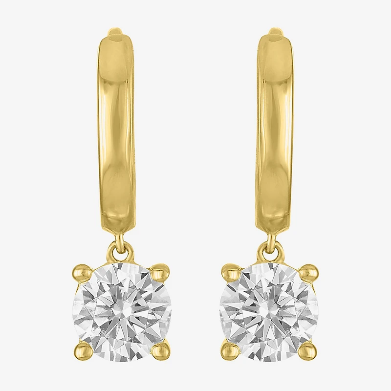 G-H / Si2-I1 Womens 1 CT. T.W. Lab Grown White Diamond 10K Gold 16.9mm Round Hoop Earrings