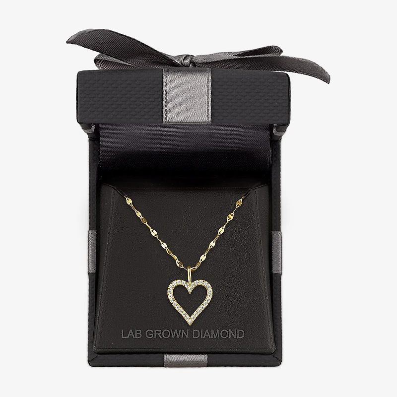 Heart (G-H / Si2 I1) Womens 1/6 CT. T.W. Lab Grown White Diamond 10K Gold Heart 18 Inch Pendant Necklace