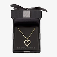 Heart (G-H / Si2 I1) Womens 1/6 CT. T.W. Lab Grown White Diamond 10K Gold Heart 18 Inch Pendant Necklace