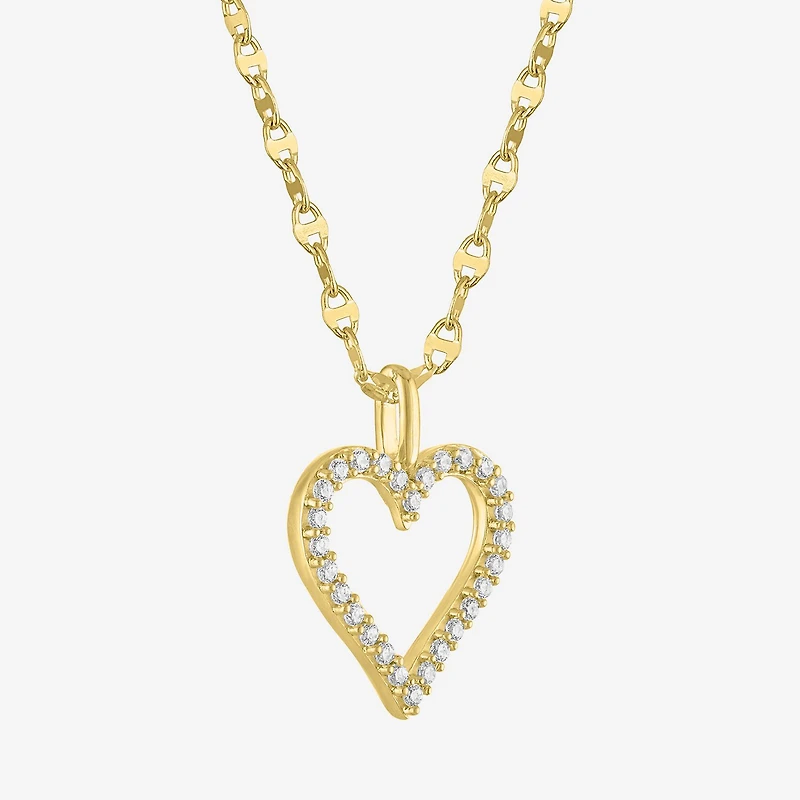 Heart (G-H / Si2 I1) Womens 1/6 CT. T.W. Lab Grown White Diamond 10K Gold Heart 18 Inch Pendant Necklace