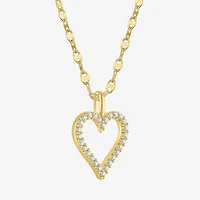 Heart (G-H / Si2 I1) Womens 1/6 CT. T.W. Lab Grown White Diamond 10K Gold Heart 18 Inch Pendant Necklace