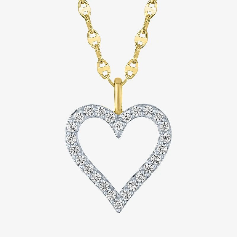 Heart (G-H / Si2 I1) Womens 1/3 CT. T.W. Lab Grown White Diamond 10K Gold Heart 18 Inch Pendant Necklace