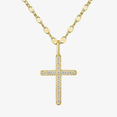 Cross (G-H / Si2 I1) Womens 1/ CT. T.W. Lab Grown White Diamond 10K Gold Cross 18 Inch Pendant Necklace