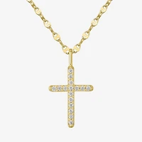 Cross (G-H / Si2 I1) Womens 1/ CT. T.W. Lab Grown White Diamond 10K Gold Cross 18 Inch Pendant Necklace