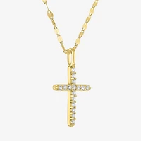 Cross (G-H / Si2 I1) Womens 1/ CT. T.W. Lab Grown White Diamond 10K Gold Cross 18 Inch Pendant Necklace