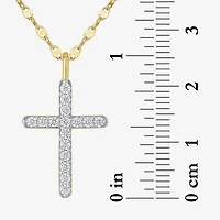 Cross (G-H / Si2 I1) Womens 1/3 CT. T.W. Lab Grown White Diamond 10K Gold Cross 18 Inch Pendant Necklace