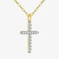 Cross (G-H / Si2 I1) Womens 1/3 CT. T.W. Lab Grown White Diamond 10K Gold Cross 18 Inch Pendant Necklace