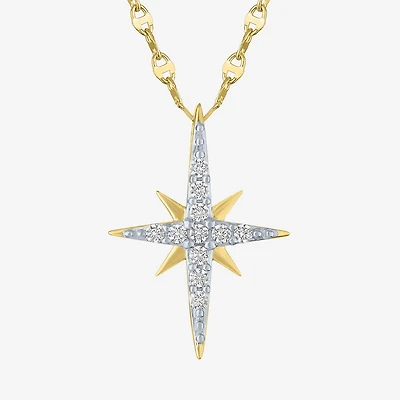 North Star (G-H / Si2 I1) Womens 1/6 CT. T.W. Lab Grown White Diamond 10K Gold Star 16 Inch Pendant Necklace