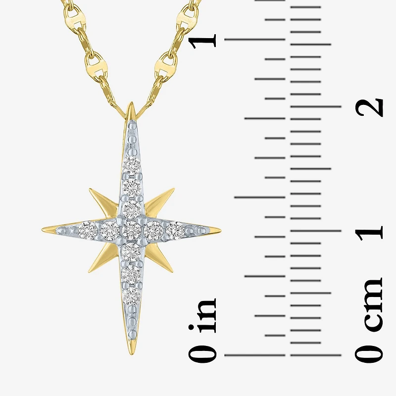 North Star (G-H / Si2 I1) Womens 1/6 CT. T.W. Lab Grown White Diamond 10K Gold Star 16 Inch Pendant Necklace