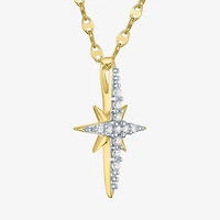 North Star (G-H / Si2 I1) Womens 1/6 CT. T.W. Lab Grown White Diamond 10K Gold Star 16 Inch Pendant Necklace